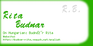 rita budnar business card